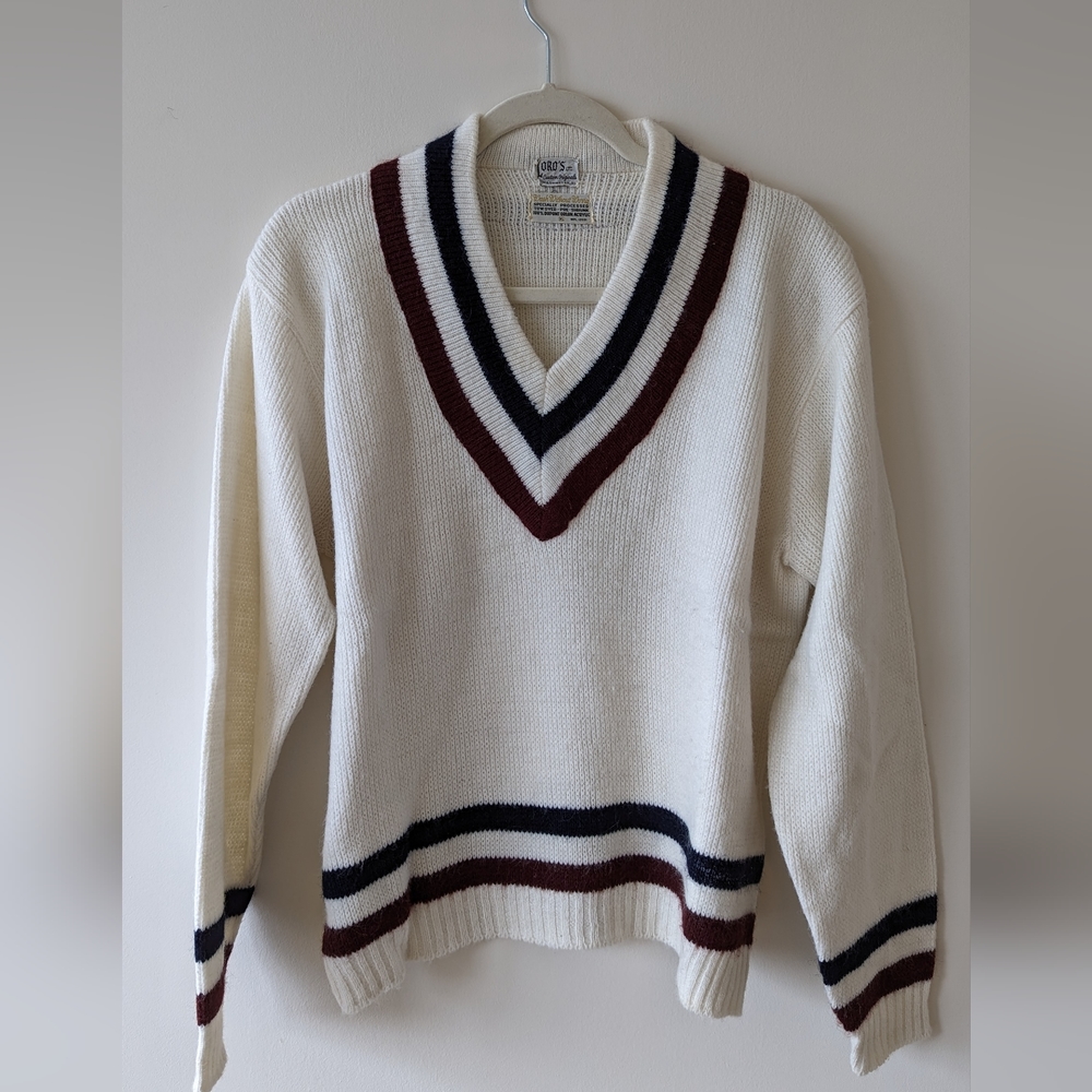 Vintage Varsity V Neck Sweater - XL - Loro's Custom Sweaters